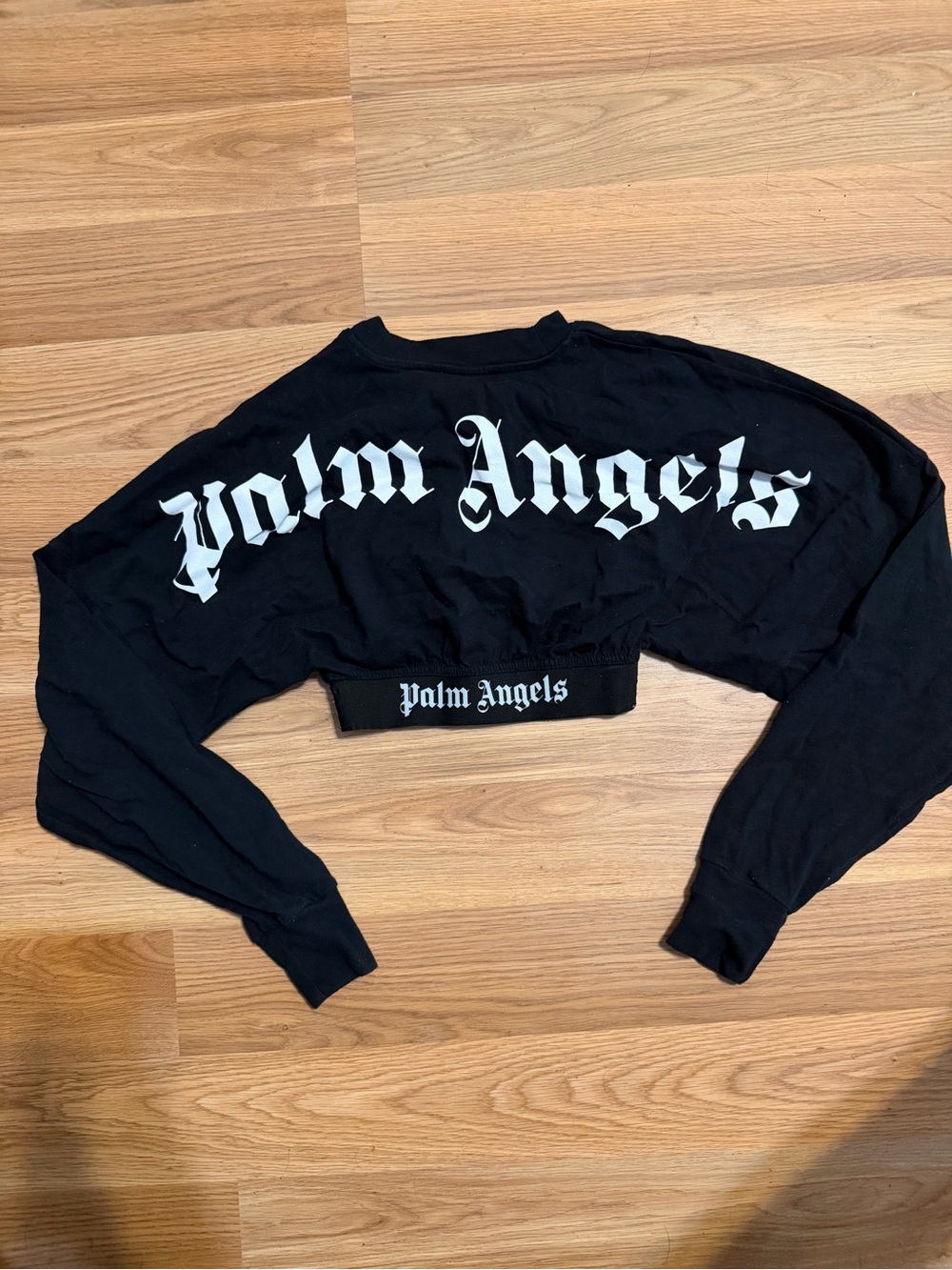 Palm Angels Black Cropped Logo Sweatshirt